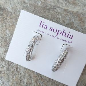 Lia Sophia half hoop silver cubic zirconia earrings